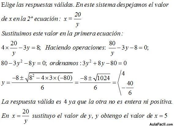 Sistema de Ecuaciones de Segundo Grado con dos incógnitas