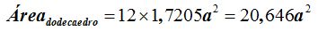 área total de un dodecaedro