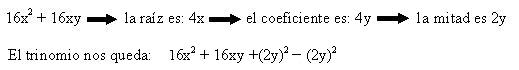 Complementación de trinomios cuadrados perfectos