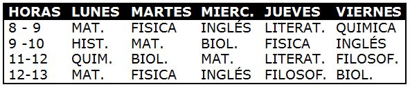 horario