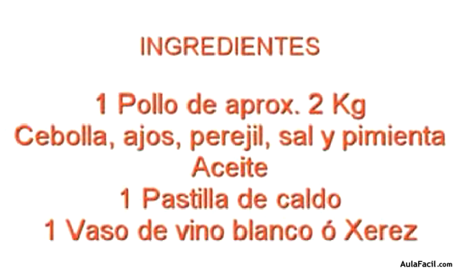 Ingredientes pollo al horno