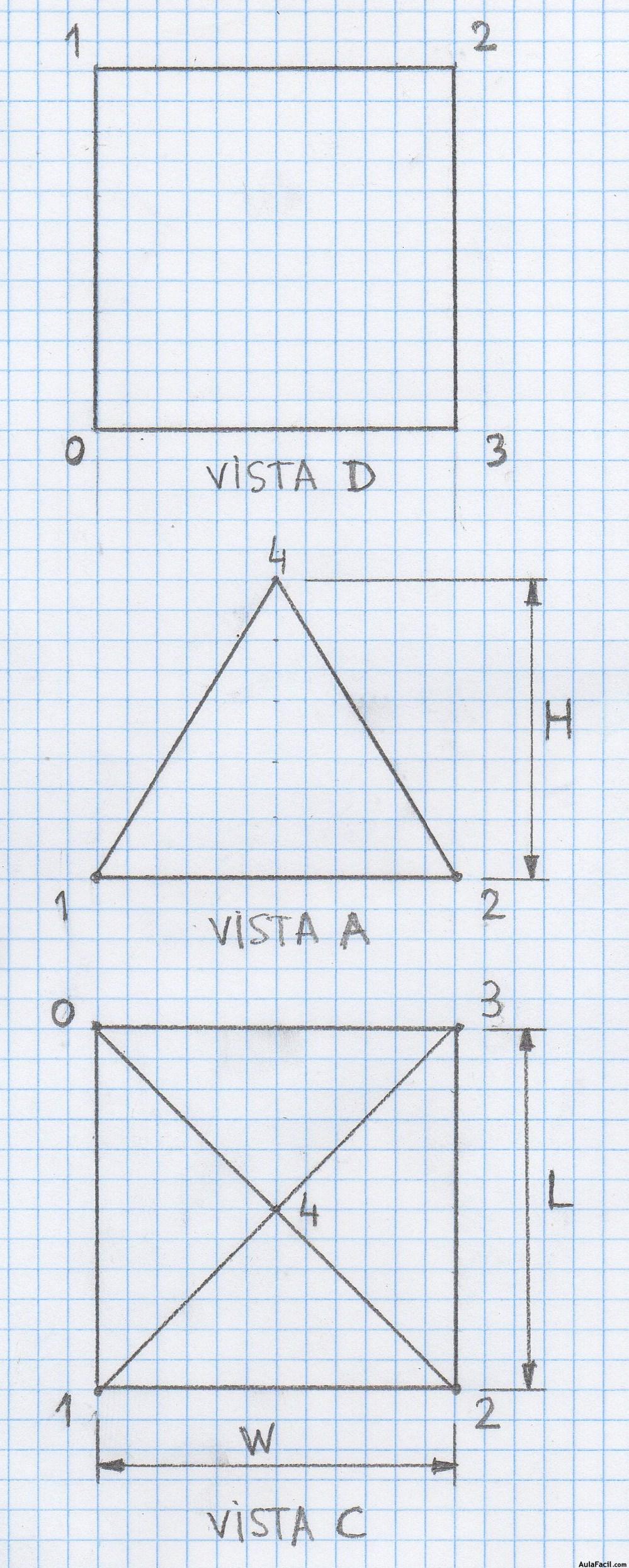 Vistas pirámide recta base regular