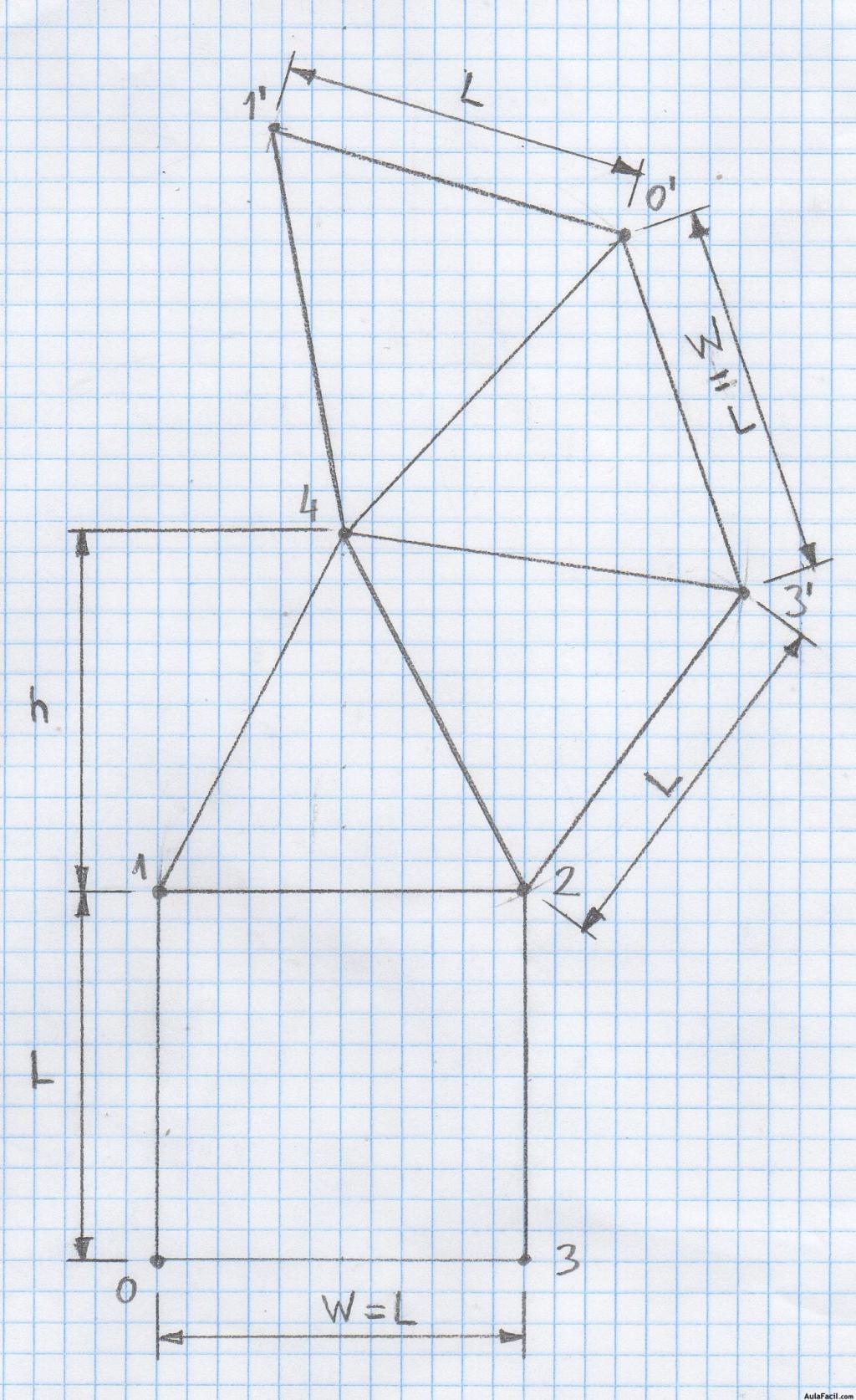 🥇▷【 Desarrollo sobre el papel de una pirámide recta de base regular - Diseño y realización maquetas de papel a recortables 】