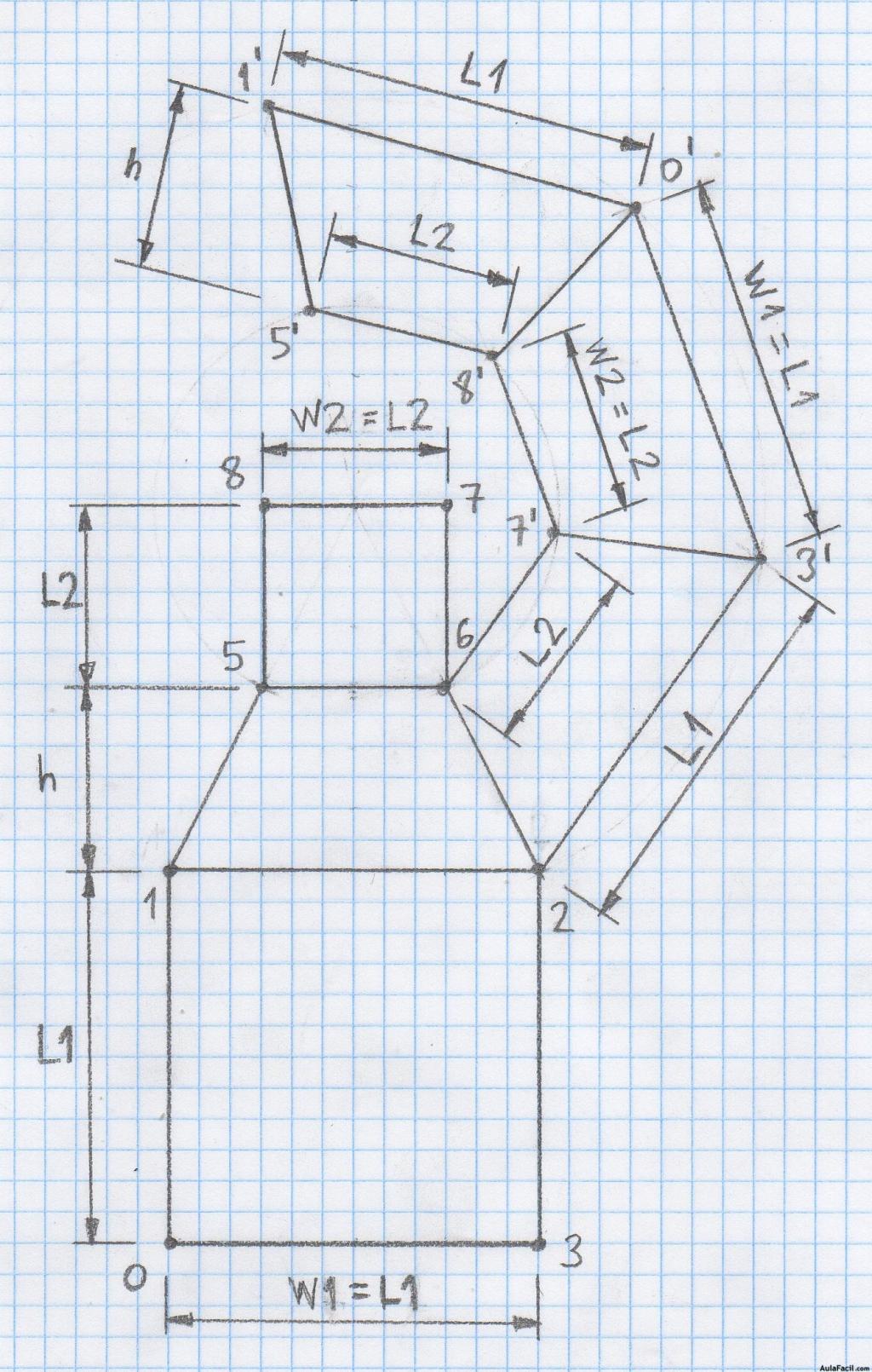 Desarrollo tronco pirámide recta base regular