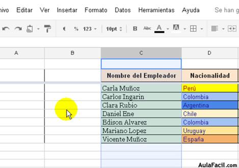 Eliminación o inserción de columnas