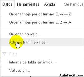 Administrar intervalos