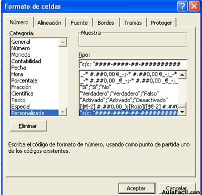 Formatos personalizados