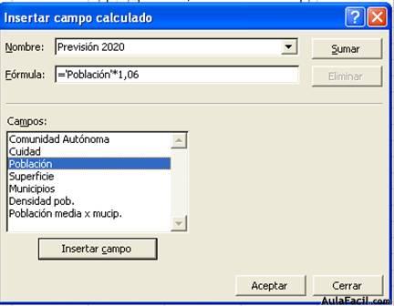 Tablas dinámicas. Inclusión de campos adicionales