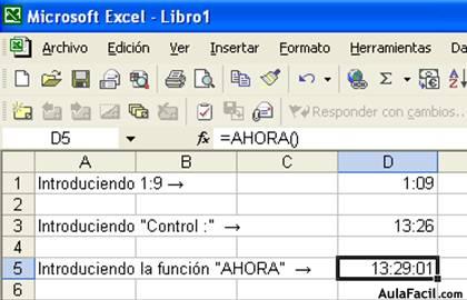 Edición de datos y fórmulas. Fechas y horas