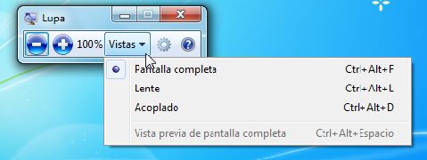 Herramientas de Widows 7: Lupa