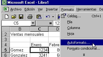 Autoformatos en excel