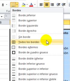 Formato a la Tabla - Dibujar Bordes