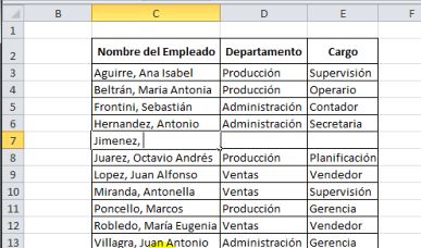 Formato a la Tabla - Ordenar Alfabéticamente e insertar Filas