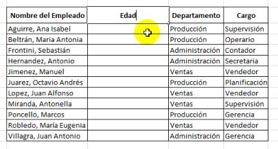 Formato a la Tabla - Insertar Columnas