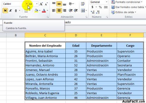 Formatos de Fuente, cómo cambiar el aspecto del texto y los números