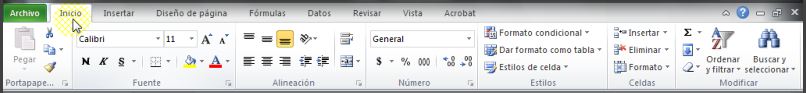 Interfaz Excel 2010